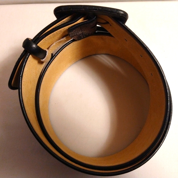 BLACK/BROWN/GREY SNAKE EMBOSSED WIDE BELT L USA - Picture 6 of 6